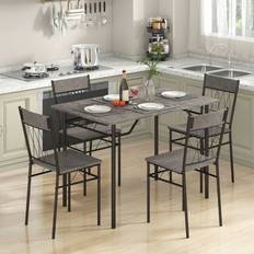 Living room table Costway Living Room Gray/Black Dining Set 70x110cm 5pcs