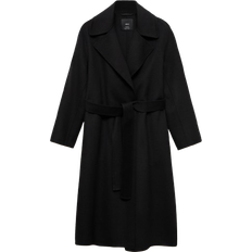 Mango Manteau Fait Main Ceinture Noir - Femme - Noir