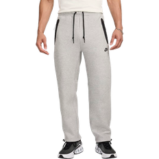 Bomull - Gråa Byxor & Shorts Nike Tech Men's Fleece Open Hem Trousers - Dark Grey Heather/Black