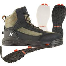 Wading Boots Korkers Ed's Fly Shop, Greeenback Wading Boots with Felt Kling-On Soles Olive/Black