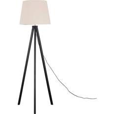 F Floor Lamps & Ground Lighting ValueLights Modern Black Wood Tripod Design Beige Floor Lamp 159cm