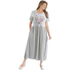 Woman Within Dresses Woman Within Plus Size Women's Scoopneck Empire Waist Dress - Heather Grey Butterfly Heart