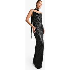 Boohoo Evening Gowns Dresses boohoo Womens Matte Sequin Cowl Slip Maxi Dress - Black