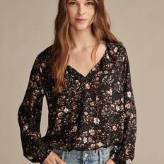 Lucky Brand Women Blouses Lucky Brand Ruffle Collared Blouse - Women's Black Floral