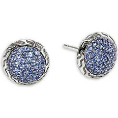 John Hardy Sterling Silver Jh Essentials Blue Sapphire Pave Framed Stud Earrings Blue/Silver