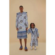 XS Dresses Children's Clothing Farm Rio Stitched Flowers Girls Midi Dress - Off-White