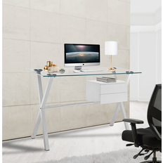 Bed Bath & Beyond Modern Glass Top with Two Drawers Writing Desk