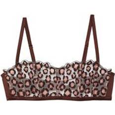 Fleur Du Mal Brown Leopard Embroidery Boned Bralette - Chocolat