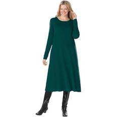 Woman Within Dresses Woman Within Plus Size Women's Thermal Knit A-Line Dress - Emerald Green