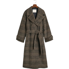 Checkered - Wool Outerwear Gant Wool Plaid Trench Coat - Black