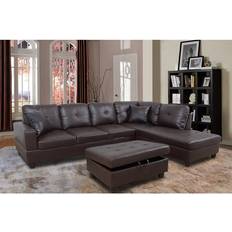 Ebern Designs Wassim Brown Sofa 75" 3pcs 5 Seater
