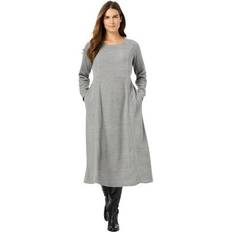 Woman Within Dresses Woman Within Plus Size Women's Thermal Knit A-Line Dress - Heather Grey