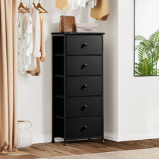 Ebern Designs Black Chest of Drawers Ebern Designs Ojaswi 5-Drawer Dresser 44.1" H X 17.7" W X 11.8" D Chest of Drawer