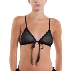 Hanky Panky Intimo Hanky Panky Dotted Tulle Front Tie Bralette - Black