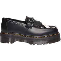 Men - Platform Loafers Dr. Martens Adrian Snaffle Hair-On Leather Cow Print Kiltie Loafers - Black