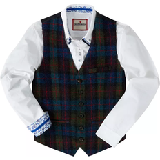 Wool Vests Joe Browns Men's Seasonal Tartan Check Regular Fit Suit Waistcoat - Blue