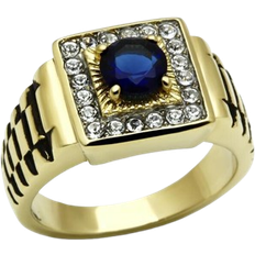 Gold Plated - Men Rings Alamode Jewelry Ring - Gold/Blue/Transparent