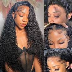 Black lace front wig Odored Deep Wave Lace Front Wig 30 inch Black