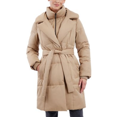 Anne Klein Outerwear Anne Klein Bibbed Belted Trench Puffer Coat - Khaki