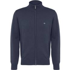 Herren Cardigans Fynch-Hatton Strickjacke Cardigan Zip - Dunkelblau/Weiß