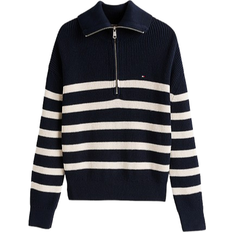 Tommy Hilfiger Half Zip Relaxed Jumper - Desert Sky/Ivory Petal Stripe