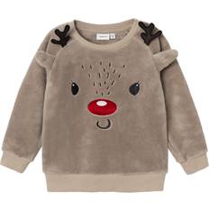 Brun Sweatshirts Børnetøj Name It Baby Christmas Sweatshirt - Weathered Teak (13234746)