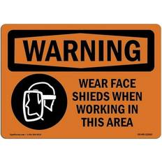 Multicoloured Workplace Signs SignMission OS-WS-D-35-L-12910 Warning Sign - Wear Face Shields