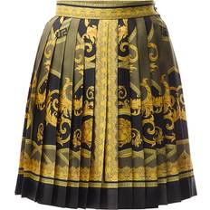 Midi Skirts - Yellow Versace Baroque Pleated Silk Mini Skirt - 5BC60