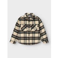 110/116 Skjortor Barnkläder Name It Pojkar Nkmremolle Ls Overshirt Långärmad Skjorta - Sommarsand