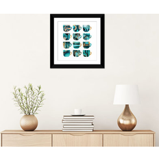 East Urban Home My Favorite Coffee Cups Graphic Print 16.0 H x 16.0 W in Green/Blue Framed Art