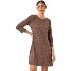 Clothing Roman Wave Textured Stretch A-Line Dress - Taupe