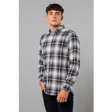 French Connection Tops French Connection Ecru Cotton Flannel Long Sleeve Shirt - Mens