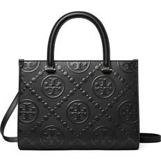 Tory Burch T Monogram Top Handle Embossed Tote - Black