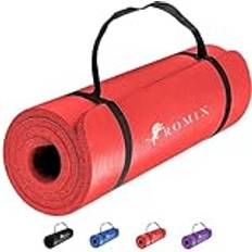 Romix Yogamatta, 10MM Tjock Miljövänlig Skum Fitnessmatta med Bära Väska och Rem, Halkfri Vadderad Yta Träningsmatta för Män Kvinnor Hem Gym Pilates Träning Meditation Stretching 180 x 60 x 1 CM