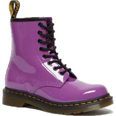 Purple - Women Lace Boots Dr. Martens 1460 Women's Patent Leather Lace Up Boots - Purple