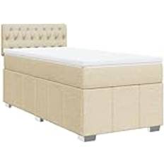 Beige Sengepakker vidaXL Kontinentalseng Med Madras 80x200 cm Stof Cremefarvet Sengesæt