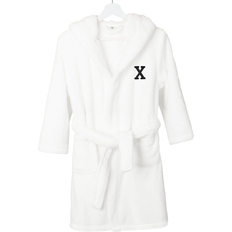 Girls - L Bath Robes Children's Clothing Authentic Hotel and Spa Kid's Double Brushed Hooded Bathrobe with Black Bookman Monogram X - White (KIDS00-B-99)