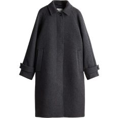 Grey - Women Coats H&M Knee Length Coat - Dark Grey