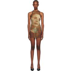 Jean Paul Gaultier Yellow & Green Tartan Face Minidress 95105030-Sepia/Yello