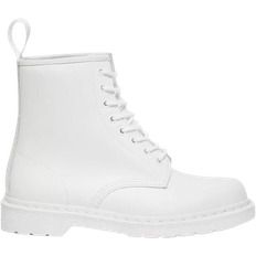 Men - White Lace Boots Dr. Martens 1460 Mono Smooth Leather Lace Up Boots - White