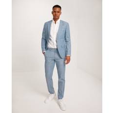 Hør Jakkesæt Jack & Jones Premium Lyseblå blazer slim fit hørblandingsmateriale