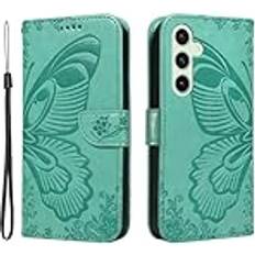 Samsung Galaxy S24 FE Covers med kortholder MTK Samsung Galaxy S24 FE Kotelo Perhoskuvio Green