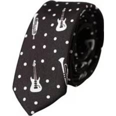 Dolce & Gabbana Ties Dolce & Gabbana Black Guitar Print Silk Adjustable Tie