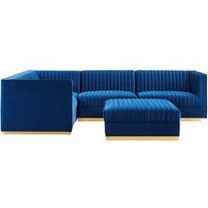 Blue - U-Sofas modway Channel Tufted Performance Velvet Sofa 5 Seater