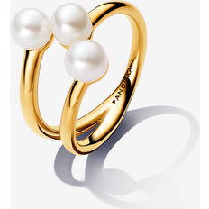 Pandora White Rings Pandora Treated Freshwater Cultured Pearl Open Ring - 14k Gold/White