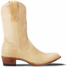 Lane Lane Plain Jane Midi Embroidered Round Toe Cowboy Boots Beige