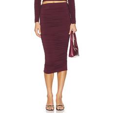 Nylon Faldas SER.O.YA Darcy Mid Rise Ruched Midi Skirt in Wine. M, S, XL