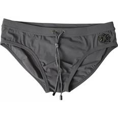 Dolce & Gabbana Grey Swimwear Dolce & Gabbana Mørk Grå Swim Brief med Logo Gray