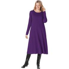 Woman Within Dresses Woman Within Plus Women's Thermal Knit A-Line Dress in Radiant Purple (Size 5X)