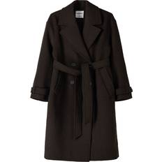 Bershka wool trench coat in brown